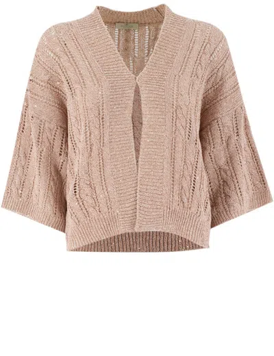 Panicale Knit Cardigan With Open Front In White
