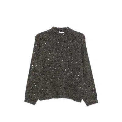 Panicale Sequin-embellished High-neck Sweater In Gray