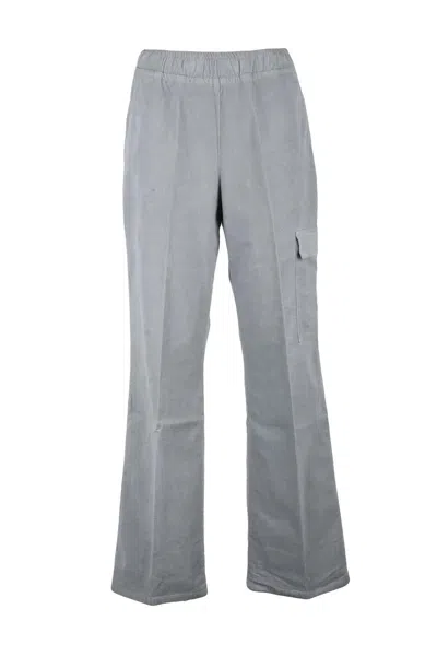 Panicale Light Grey Velvet Trousers In Gray