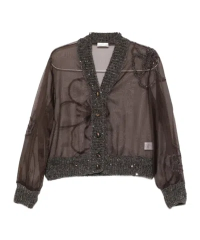 Panicale Long-sleeved Cardigan In Brown