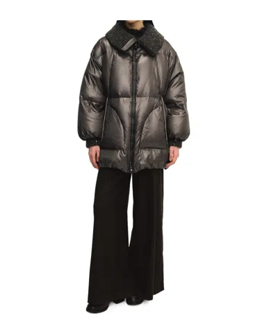 Panicale Long-sleeved Padded Jacket In Brown
