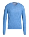 Panicale Man Sweater Azure Size 46 Linen, Cotton In Blue