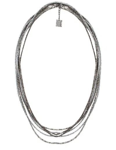 Panicale Multi-strand Necklace With Faceted Beads In Silver