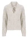 Panicale Open-knit Sequined Cardigan In Neutral