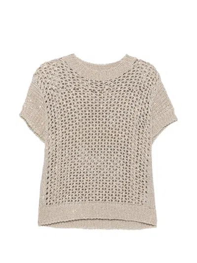 Panicale Open-knit Sequin-embellished Sweater In Neutral