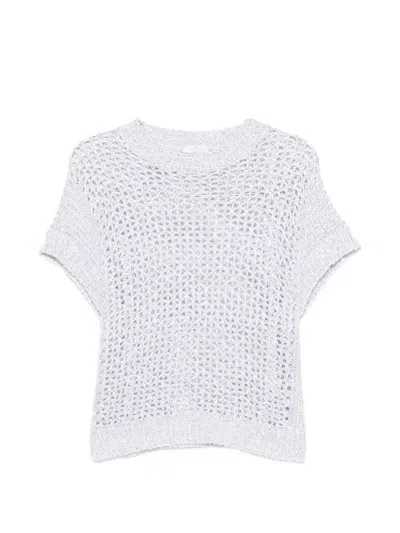 Panicale Open-knit Short-sleeve Sweater In White