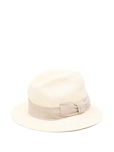 Panicale Panama Bow-detail Hat In Neutral