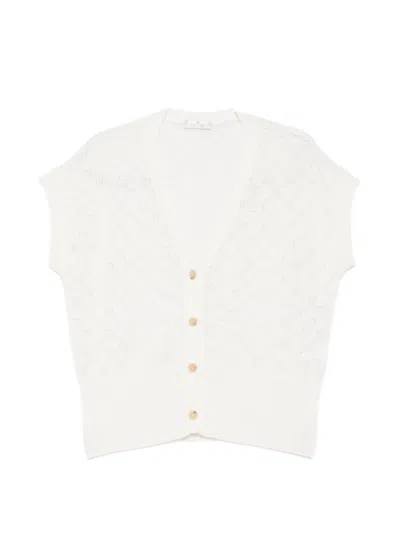 Panicale Perforated-knit V-neck Cardigan In Neutral