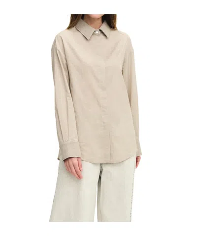 Panicale Poplin Shirt With Cashmere Details In Neutral
