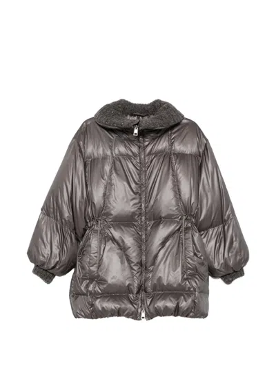 Panicale Quilted Drawstring Jacket In Grey