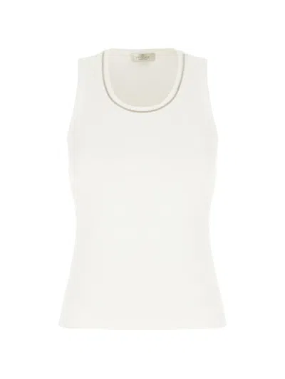 Panicale Ribbed With Chain-link Trim Tank Top In Gold