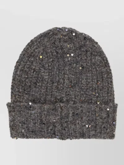 Panicale Ribbed Wool Blend Beanie In Gray