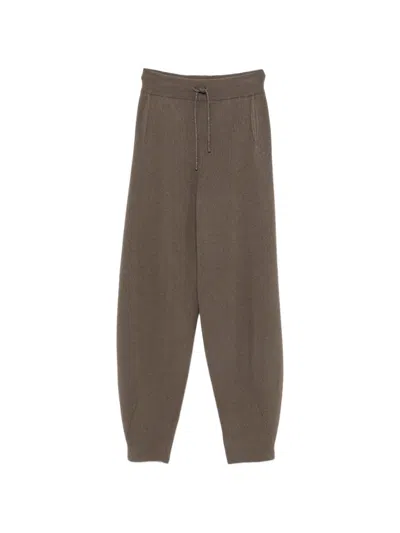 Panicale Ribbed-knit Drawstring Track Pants In Brown