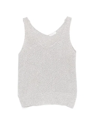 Panicale Ribbed-trim V-neck Tank Top In Gray