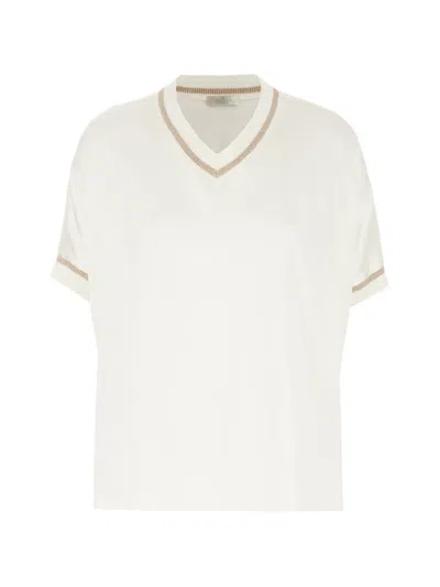 Panicale Ribbed-trim V-neck T-shirt In Multi