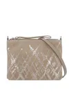 Panicale Rectangular Leather Pochette With Sequins Detailing In Neutral