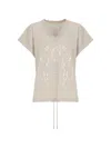 Panicale Sequin-embellished Drawstring T-shirt In Neutral