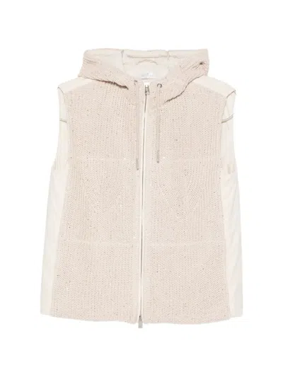 Panicale Sequin-embellished Hooded Gilet In Neutral