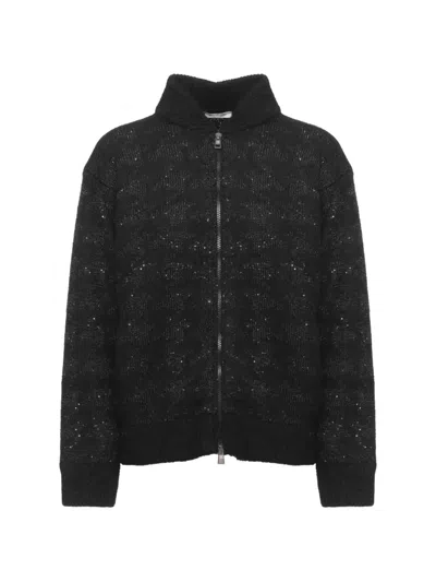 Panicale Embellished Mohair Alpaca-blend Zip-up Cardigan In Black