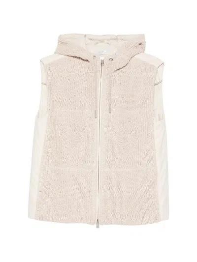 Panicale Sequin-embellished Knitted Hooded Gilet In Neutral