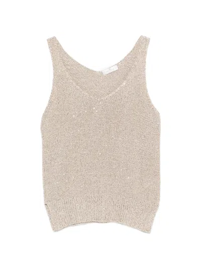 Panicale Sequin-embellished Knitted Top In Neutral