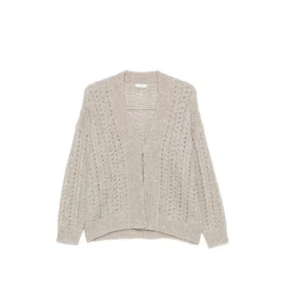 Panicale Sequin-embellished Open-knit Cardigan In Gray