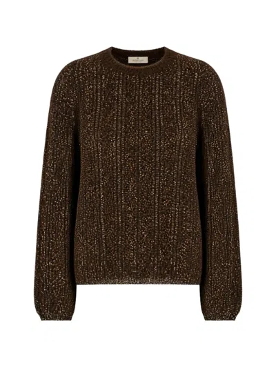 Panicale Sequin-embellished Ribbed Sweater In Brown