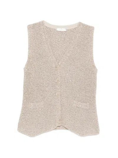 Panicale Sequin-embellished Sleeveless Cardigan In Neutral