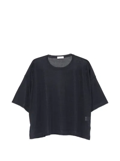 Panicale Sheer Side-slit Sweater In Blue