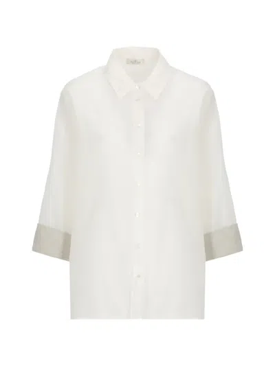 Panicale Sheer-finish Turn-up-cuff Shirt In Burgundy