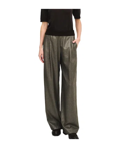 Panicale Shiny Trousers In Cool Wool In Green