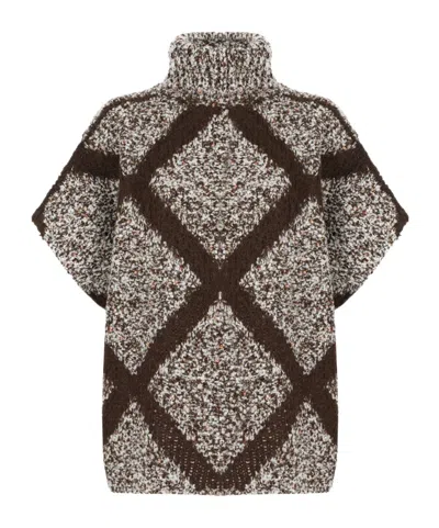 Panicale Short-sleeved Turtleneck Sweater In Multi