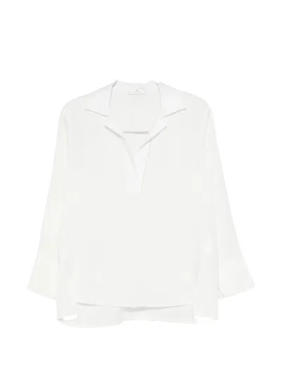 Panicale Side-slit V-neck Blouse In White