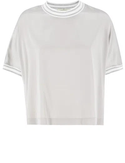Panicale Silk Sweater With Contrast Edges In Neutrals