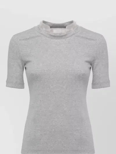 Panicale Silk Trim Short-sleeve Cotton T-shirt In Gray