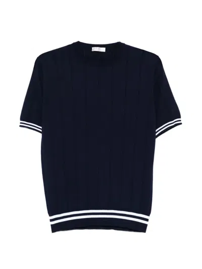 Panicale Striped Ribbed T-shirt In Navy