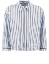 Panicale Striped Top With Classic Collar In Blue
