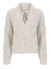 Panicale Open-knit Sequined Cardigan In White