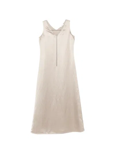 Panicale V-neck Embellished Midi Dress In Neutral