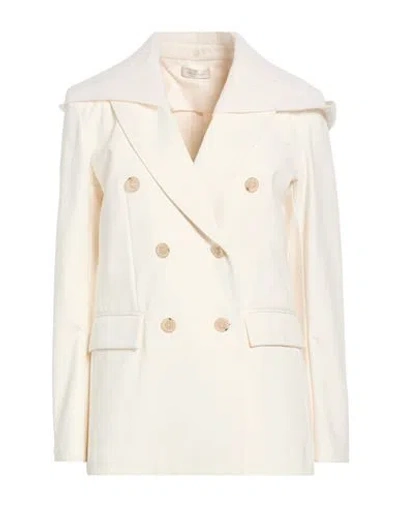 Panicale Woman Blazer Ivory Size 4 Cotton, Polyamide, Elastane In White