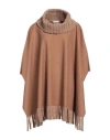 Panicale Woman Cape Camel Size 6 Cashmere, Wool, Silk, Polyester In Beige