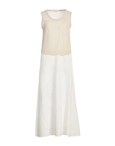 Panicale Woman Maxi Dress Beige Size 6 Linen, Cotton, Polyester, Viscose In Nude