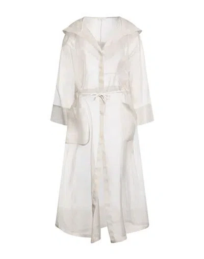 Panicale Woman Overcoat & Trench Coat Light Grey Size 8 Silk In White