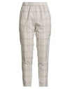 Panicale Woman Pants Beige Size 8 Virgin Wool, Cotton, Linen, Elastane In Gray
