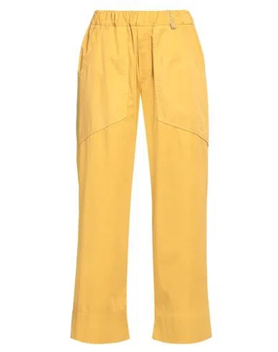 Panicale Woman Pants Ocher Size 8 Cotton, Elastane In Yellow