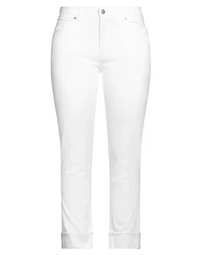 Panicale Woman Pants White Size 8 Cotton, Elastane