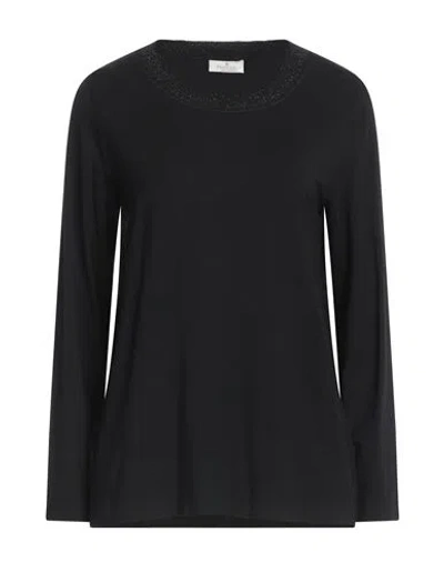 Panicale Woman T-shirt Black Size 10 Viscose, Elastane, Wool, Silk, Cashmere