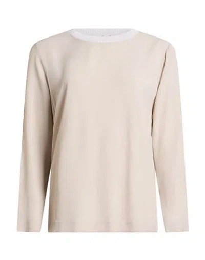 Panicale Woman Top Beige Size 10 Acetate, Silk In Neutral
