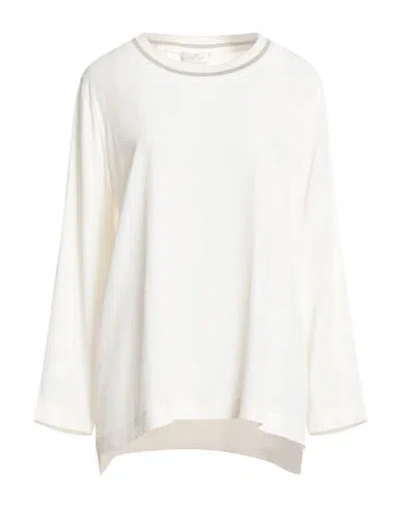 Panicale Woman Top Ivory Size 10 Acetate, Silk, Wool, Cashmere, Synthetic Fibers In White