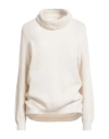 Panicale Woman Turtleneck Cream Size 6 Wool, Silk, Cashmere, Polyester In White